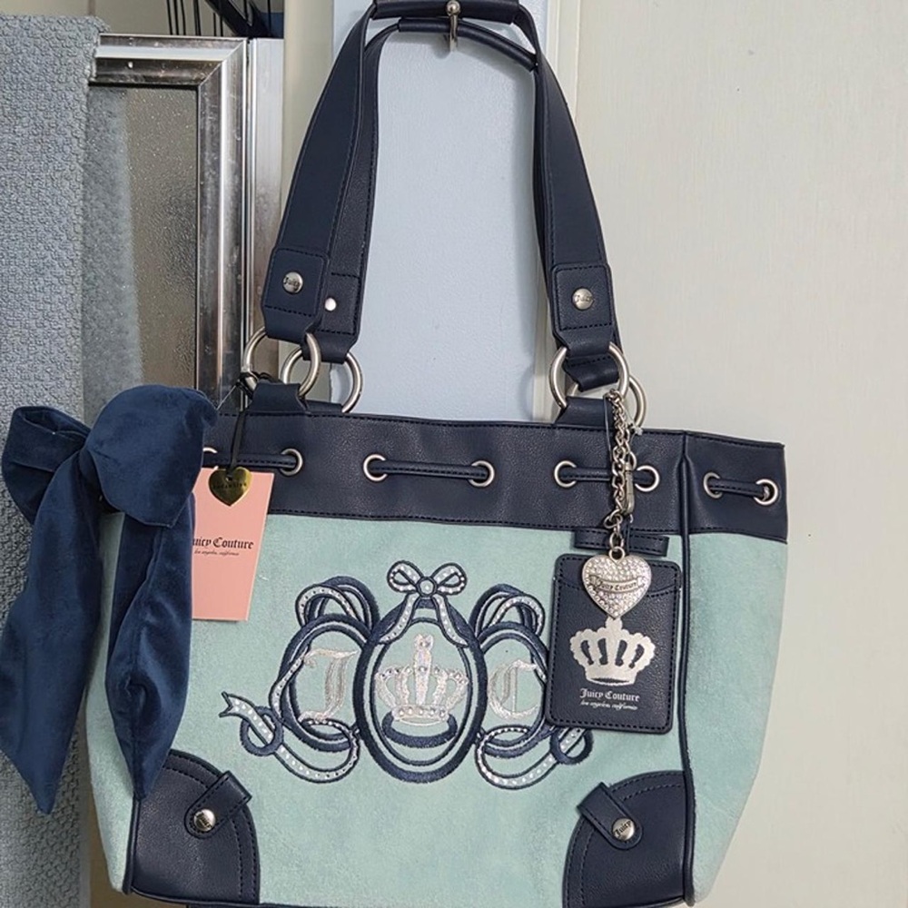 Juicy Couture Dark Blue and Mint Tote